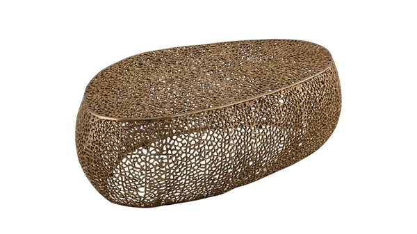 English Elm T3601-50 Oval Coffee Table with Cast Aluminum Frame, Sleek Modern Contemporary Centerpiece for Living Rooms Gold B009140732