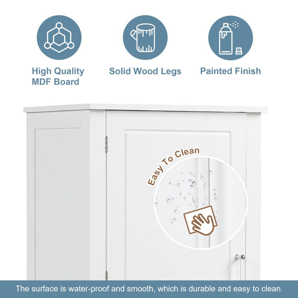 English Elm Tall Freestanding Bathroom Cabinet White Mdf Two Drawers Adjustable Shelving Storage WF312728AAK