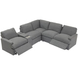 English Elm 104'' Power Recliner Corner Sofa Home Theater Reclining Sofa Sectional Couches With Storage Box, Cup Holders, Usb Ports and Power Socket For Living Room, Dark Grey