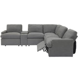 English Elm 104'' Power Recliner Corner Sofa Home Theater Reclining Sofa Sectional Couches With Storage Box, Cup Holders, Usb Ports and Power Socket For Living Room, Dark Grey