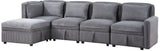 Hearth and Haven Helm 5 Pieces L-Shaped Sectional Sofa Set with Large Capacity Storage, Dark Grey W1998S00002