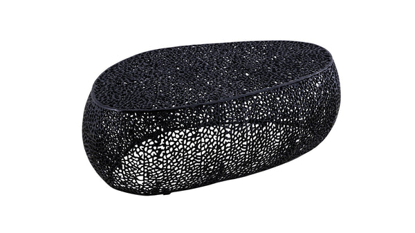 English Elm T3601-50 Oval Coffee Table with Cast Aluminum Frame, Sleek Modern Contemporary Centerpiece for Living Rooms Black B009140731