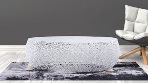 English Elm T3601-50 Oval Coffee Table — Sleek Cast Aluminum Frame, Modern Contemporary Centerpiece for Stylish Living Rooms White G150108427