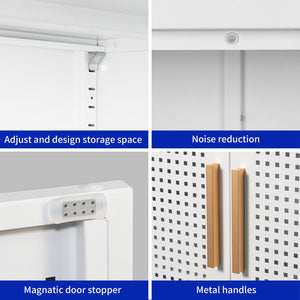 English Elm NO Metal Storage Cabinet with 2 Doors and Adjustable Shelves, Heavy Duty Steel File Cabinet, Secure Wall-Mountable White W252113563