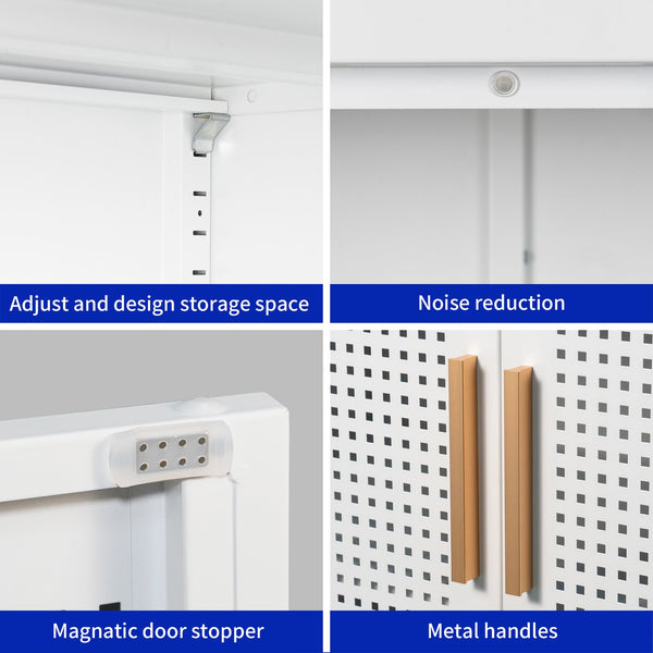 English Elm NO Metal Storage Cabinet with 2 Doors and Adjustable Shelves, Heavy Duty Steel File Cabinet, Secure Wall-Mountable White W252113563