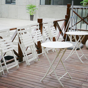 English Elm 3 Piece Outdoor Bistro Set Foldable Steel Cafe Table Chairs Powder Coated Patio White W1586P143153
