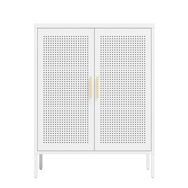 English Elm NO Metal Storage Cabinet with 2 Doors and Adjustable Shelves, Heavy Duty Steel File Cabinet, Secure Wall-Mountable White W252113563