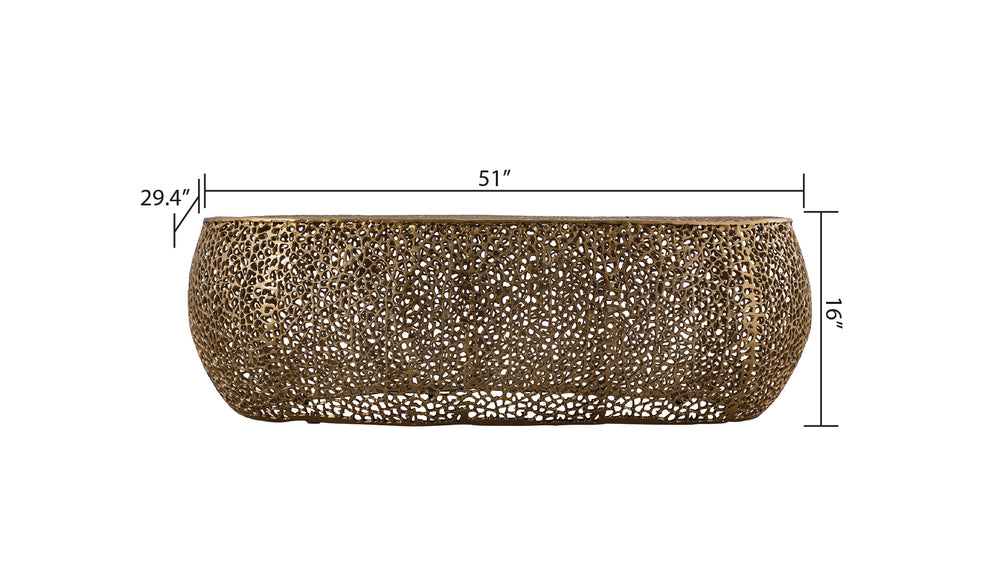 English Elm T3601-50 Oval Coffee Table with Cast Aluminum Frame, Sleek Modern Contemporary Centerpiece for Living Rooms Gold B009140732