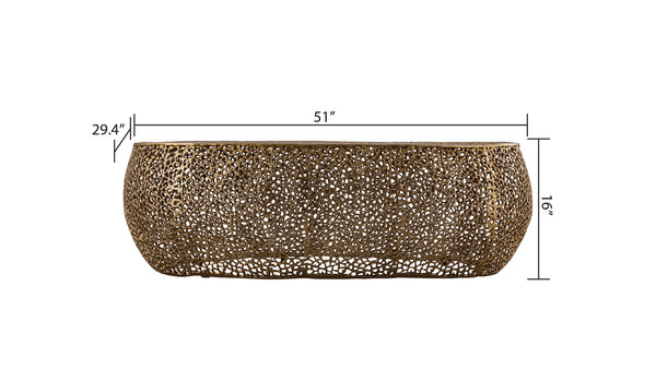 English Elm T3601-50 Oval Coffee Table with Cast Aluminum Frame, Sleek Modern Contemporary Centerpiece for Living Rooms Gold B009140732