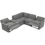 English Elm 104'' Power Recliner Corner Sofa Home Theater Reclining Sofa Sectional Couches With Storage Box, Cup Holders, Usb Ports and Power Socket For Living Room, Dark Grey