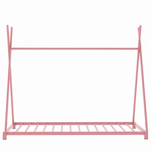 English Elm Metal Twin House Platform Bed with Sturdy Triangle Frame, Low Profile Kids' Cozy Playful Sleep Space Pink WF307193AAH