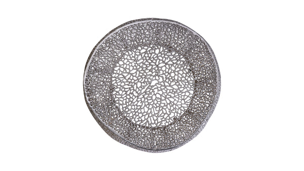 English Elm T3502-32 Round Aluminum Coffee Table with Sleek Cast Frame Modern Contemporary Accent Centerpiece Silver G150108430