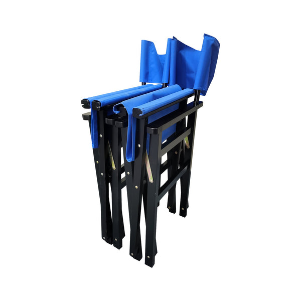 English Elm Folding Populus Wood Director Chair Set of 2 with Breathable Blue Canvas, Foldable, Durable Seating W2297P143112