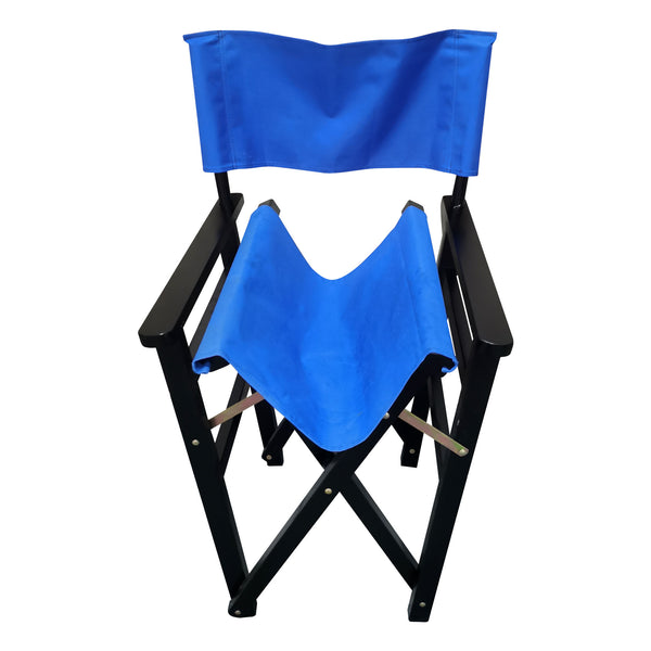 English Elm Folding Populus Wood Director Chair Set of 2 with Breathable Blue Canvas, Foldable, Durable Seating W2297P143112