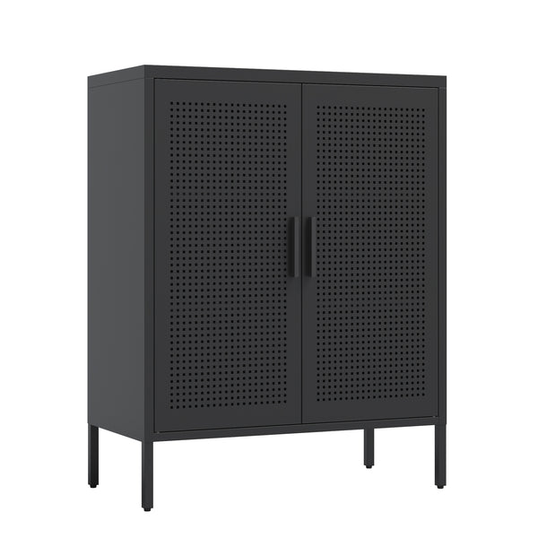 English Elm NO Metal Storage Cabinet with 2 Doors and Adjustable Shelves, Heavy Duty Steel File Cabinet, Secure Wall-Mountable Black W252113562