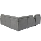 English Elm 104'' Power Recliner Corner Sofa Home Theater Reclining Sofa Sectional Couches With Storage Box, Cup Holders, Usb Ports and Power Socket For Living Room, Dark Grey