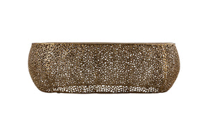 English Elm T3601-50 Oval Coffee Table with Cast Aluminum Frame, Sleek Modern Contemporary Centerpiece for Living Rooms Gold B009140732