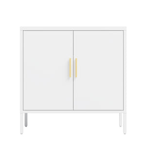 English Elm Metal Storage Cabinet with Lockable Doors and Adjustable Heavy-Duty Shelves for Garage Office School White W252113565