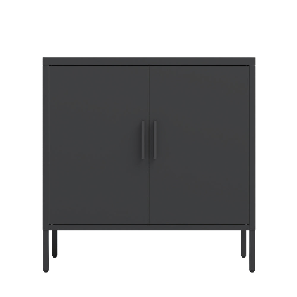 English Elm Metal Storage Cabinet with Lockable Doors and Adjustable Heavy-Duty Shelves for Garage Office School Black W252113564