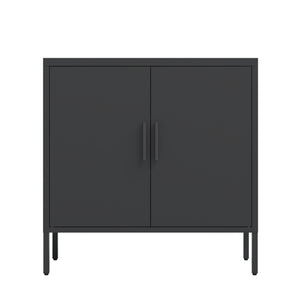 English Elm Metal Storage Cabinet with Lockable Doors and Adjustable Heavy-Duty Shelves for Garage Office School Black W252113564