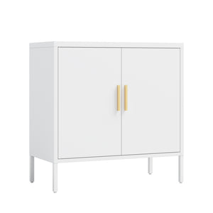 English Elm Metal Storage Cabinet with Lockable Doors and Adjustable Heavy-Duty Shelves for Garage Office School White W252113565