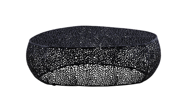 English Elm T3601-50 Oval Coffee Table with Cast Aluminum Frame, Sleek Modern Contemporary Centerpiece for Living Rooms Black B009140731