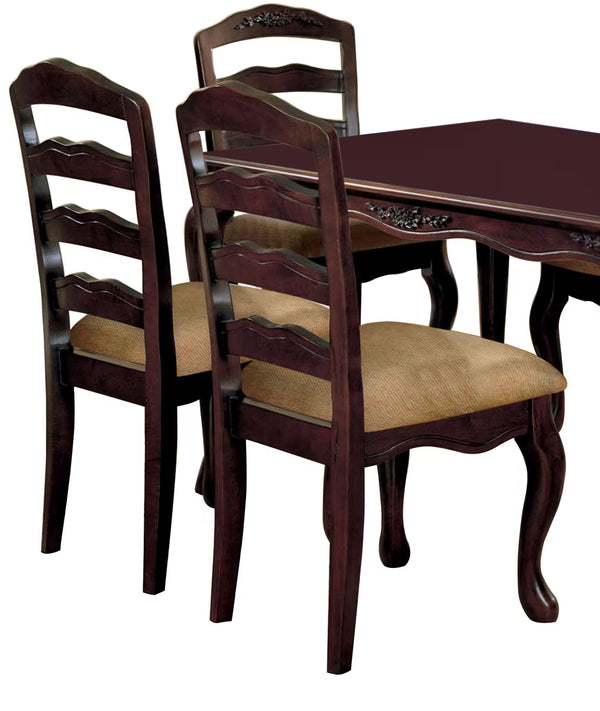English Elm Transitional Dark Walnut Ladder Back Side Chairs Set of 2 with Padded Floral Seats and French Legs, 20.5"W x 40.5"H B011P143323