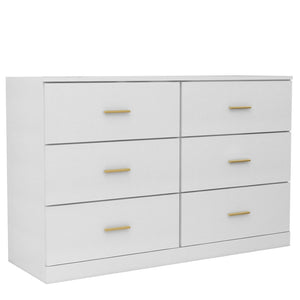 English Elm Modern Six Drawer Wide Chest Matte Hardware Bedroom Closet Organizer Storage Unit Antique White W1785P379411