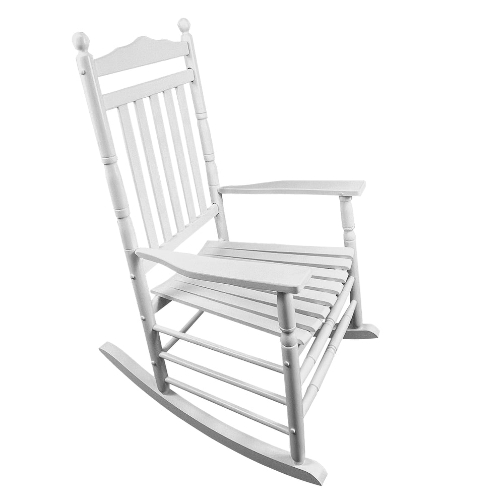English Elm BALCONY Solid Hardwood Adult Rocking Chair for Porch with Wide Seat, Armrests & Sturdy Slatted Back White 46.46 L x 24.41 W x 3.74 H W2297P143351
