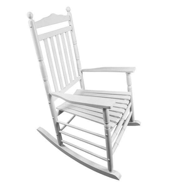 English Elm BALCONY Solid Hardwood Adult Rocking Chair for Porch with Wide Seat, Armrests & Sturdy Slatted Back White 46.46 L x 24.41 W x 3.74 H W2297P143351