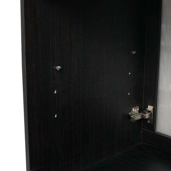 English Elm 28 Inch Freestanding Vanity Plywood with Ceramic Sink, Acrylic Doors, Soft-Close Hinges, Metal Handles W999139423