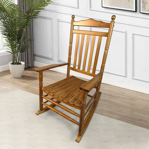 English Elm BALCONY Solid Hardwood Adult Rocking Chair for Porch with Wide Seat, Armrests & Sturdy Slatted Back Oak 46.46 L x 24.41 W x 3.74 H W2297P143349
