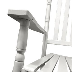 English Elm BALCONY Solid Hardwood Adult Rocking Chair for Porch with Wide Seat, Armrests & Sturdy Slatted Back White 46.46 L x 24.41 W x 3.74 H W2297P143351