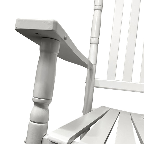 English Elm BALCONY Solid Hardwood Adult Rocking Chair for Porch with Wide Seat, Armrests & Sturdy Slatted Back White 46.46 L x 24.41 W x 3.74 H W2297P143351