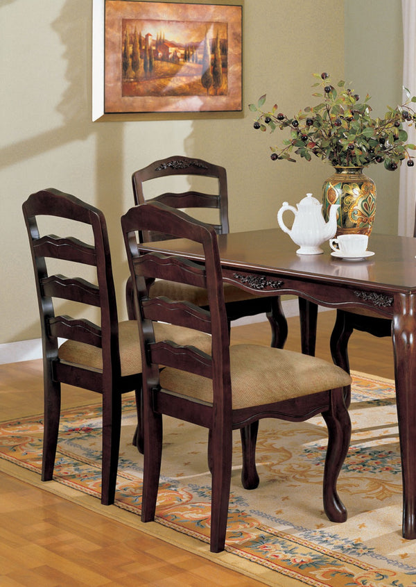 English Elm Transitional Dark Walnut Ladder Back Side Chairs Set of 2 with Padded Floral Seats and French Legs, 20.5"W x 40.5"H B011P143323