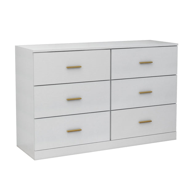 English Elm Modern Six Drawer Wide Chest Matte Hardware Bedroom Closet Organizer Storage Unit Antique White W1785P379411