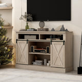 Hearth and Haven TV Stand with 2 Barn Doors and Adjustable Shelves, Grey W1785118931