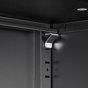 English Elm High Steel Storage Cabinet with Lockable Double Doors, Heavy-Duty Shelves, Quiet Magnetic Closure Black W252126639
