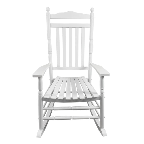 English Elm BALCONY Solid Hardwood Adult Rocking Chair for Porch with Wide Seat, Armrests & Sturdy Slatted Back White 46.46 L x 24.41 W x 3.74 H W2297P143351
