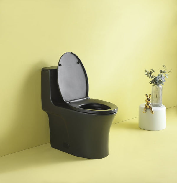 English Elm Toilet Seat Cover Elongated Matte Black Antimicrobial Modern Bathroom Upgrade W1920P224545