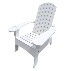 English Elm Outdoor Hardwood Adirondack Chair with Umbrella Hole Wide Seat Porch Patio White W2297P143389