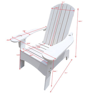 English Elm Outdoor Hardwood Adirondack Chair with Umbrella Hole Wide Seat Porch Patio White W2297P143389