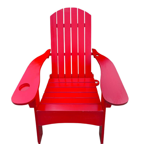 English Elm Outdoor Hardwood Adirondack Chair with Umbrella Hole Wide Seat Porch Patio Red W2297P143391