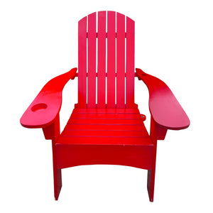 English Elm Outdoor Hardwood Adirondack Chair with Umbrella Hole Wide Seat Porch Patio Red W2297P143391