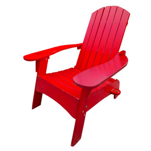 English Elm Outdoor Hardwood Adirondack Chair with Umbrella Hole Wide Seat Porch Patio Red W2297P143391