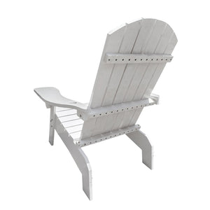 English Elm Outdoor Hardwood Adirondack Chair with Umbrella Hole Wide Seat Porch Patio White W2297P143389