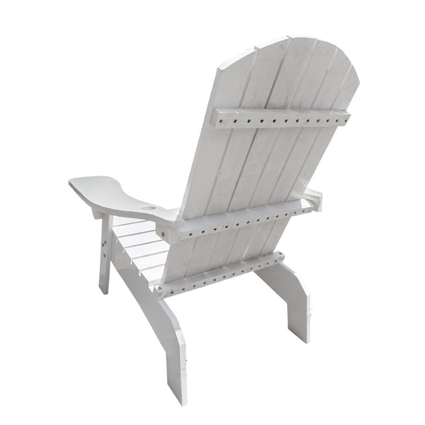English Elm Outdoor Hardwood Adirondack Chair with Umbrella Hole Wide Seat Porch Patio White W2297P143389