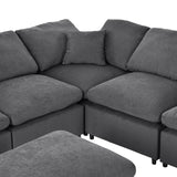 English Elm Oversized Modular Sectional Sofa With Ottoman L Shaped Corner Sectional For Living Room, Office, Spacious Space