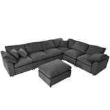 English Elm Oversized Modular Sectional Sofa With Ottoman L Shaped Corner Sectional For Living Room, Office, Spacious Space