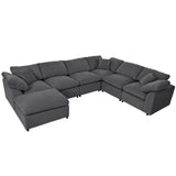 English Elm Oversized Modular Sectional Sofa With Ottoman L Shaped Corner Sectional For Living Room, Office, Spacious Space